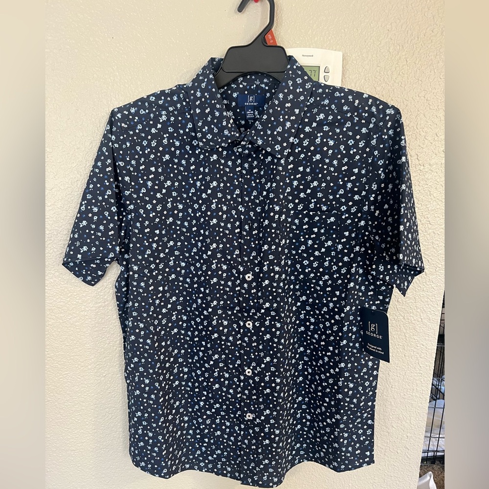George Dark Blue Floral Men's Shirt